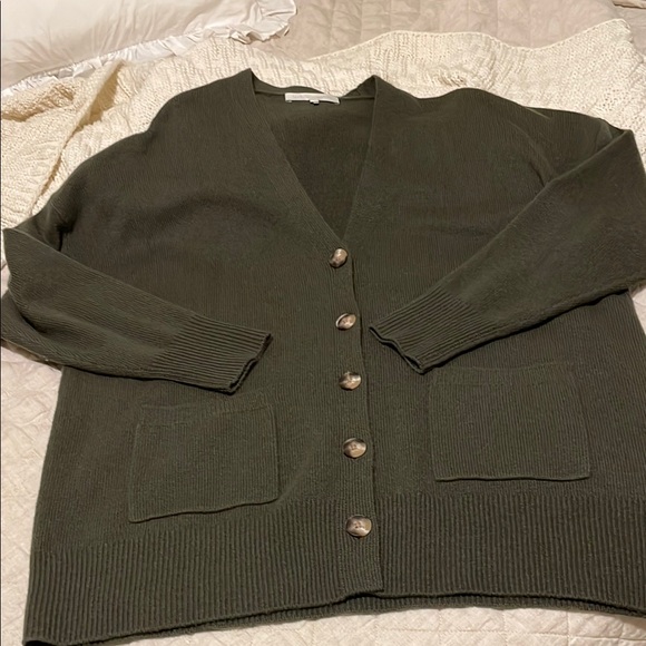 NAKEDCASHMERE Olive Green Women's Boyfriend Cardigan Sweater OS like new - Picture 6 of 6